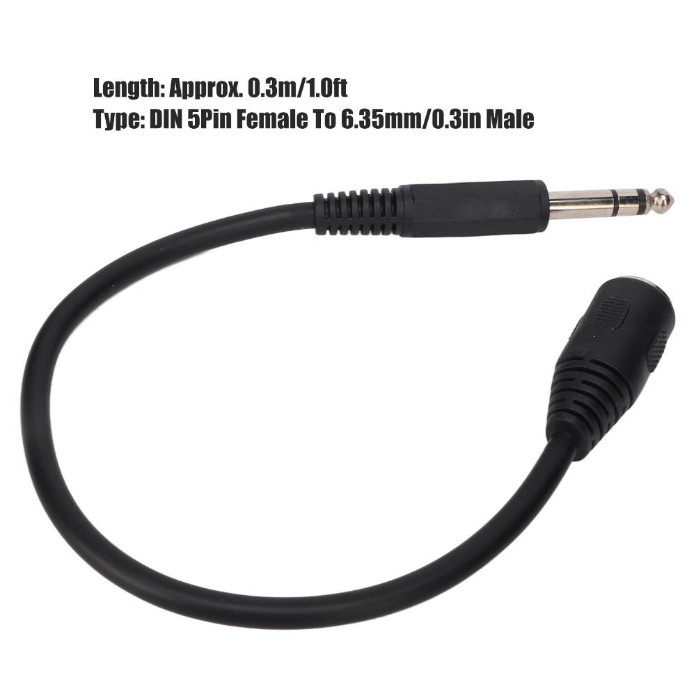 Flexible DIN 5 Pin Female to 6.35mm Male Cable Plug and Play 1.0ft Microphone Sound Adapter TRS Stereo Audio Extension Cable