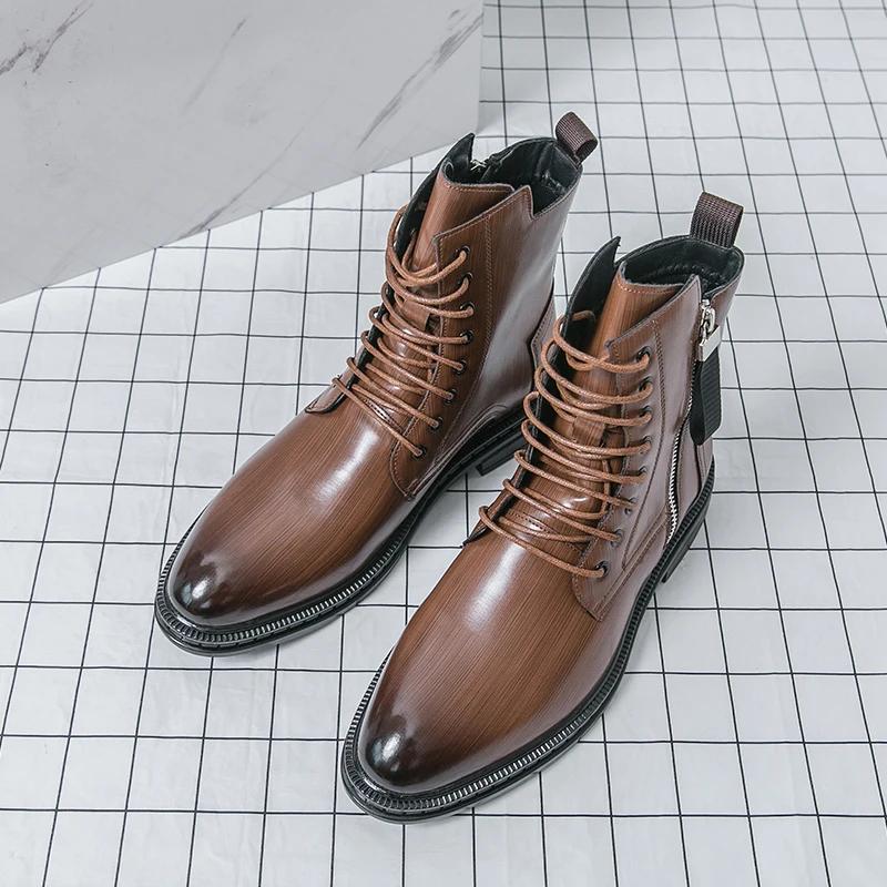 Fashion Fashion New Lace Up Mens Motorcycle Boots Classic Leisure Botas Business Walking Shoes Outdoor Cowboy Boot Man High Top Footwear