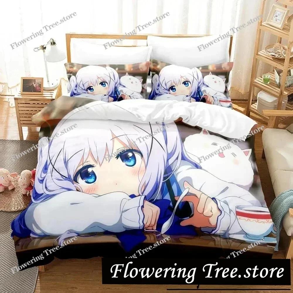 Anime Is the Order a Rabbit Bedding Set Duvet Cover Bed Set Quilt Cover Pillowcase Comforter king Queen Size Boys Adult029