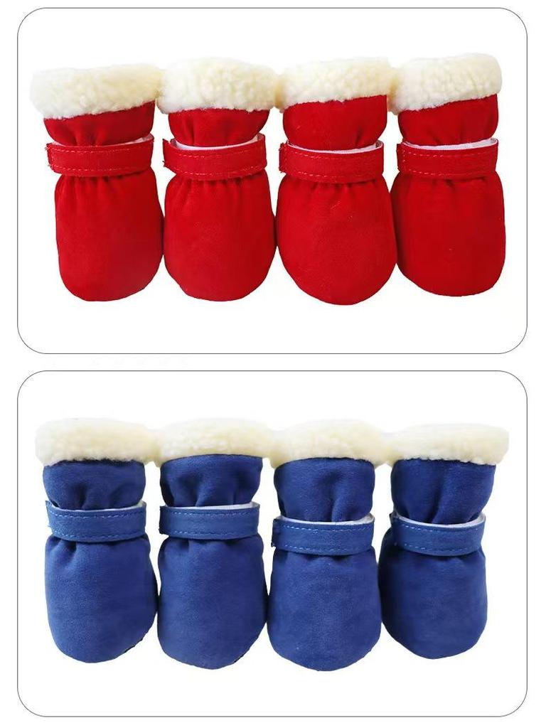 Velvet Snow Boots for Small Dogs: Soft Sole Pet Shoes for Teddy, Pomeranian, Poodle, Bichon Frise