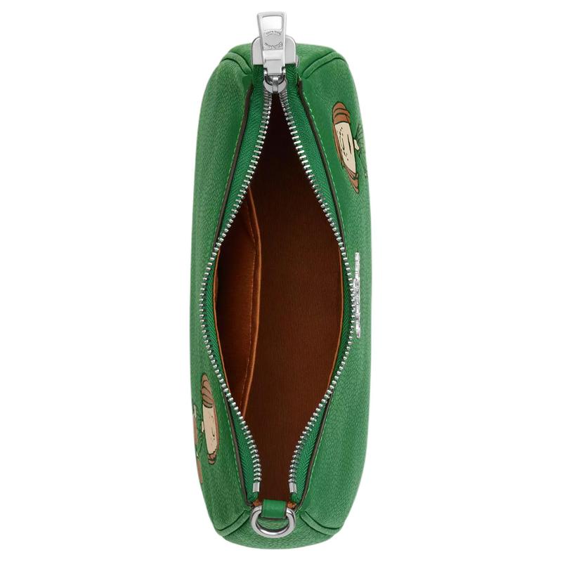 COACH PEANUTS co-branded Teri 24 printed pattern hardware pebbled leather shoulder crossbody handbag medium women's green