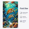 Sea Turtle Beach Towel Flat Print Colorful Ocean Life Coral Reef Bath Towel for Outdoor Travel Pool Picnic Blanket