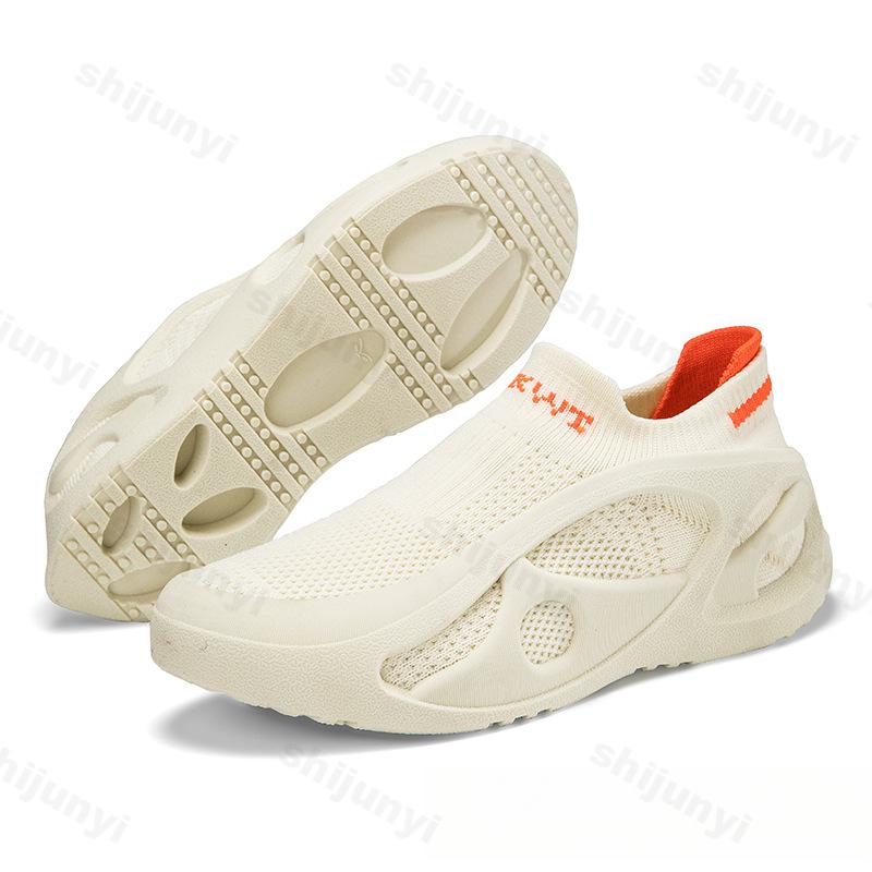 

Fashion 2025 New Casual Shoes for Couples Sports Versatile Comfortable Mesh Breathable Fly Weave Fashion Lightweight Soft Sole Shoes 48 бежевый