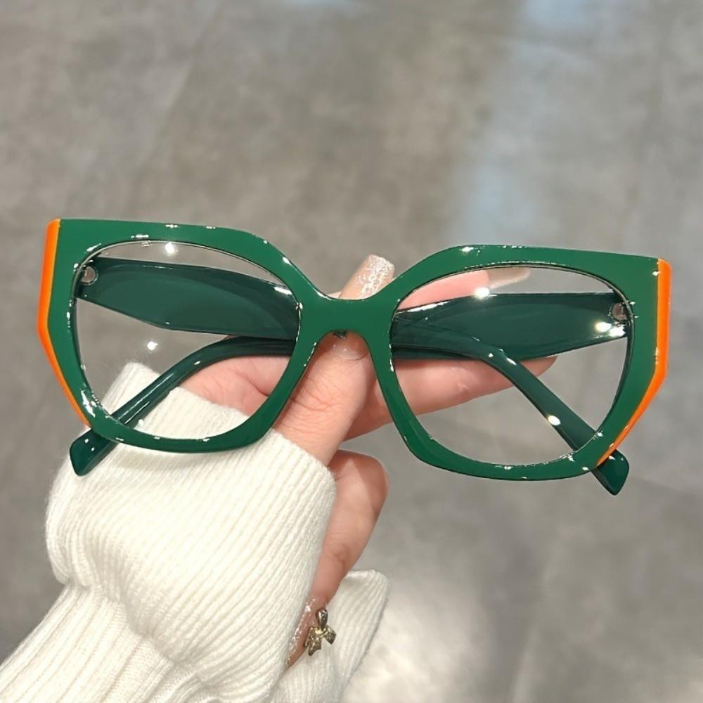 Versatile Clear Lens Cat Eye Glasses Large Frame Lightweight Plain Glasses Anti Blue Light Transparent Eyewear Unisex