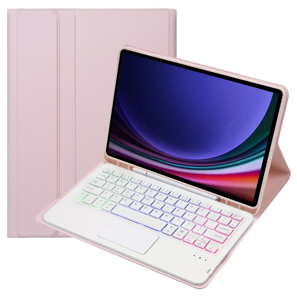 

A710B-AS For Samsung Galaxy Tab S10 FE/S9 FE/S9 X710/X716B/X718U Backlit Bluetooth-Compatible Keyboard PU Tablet Case Pink