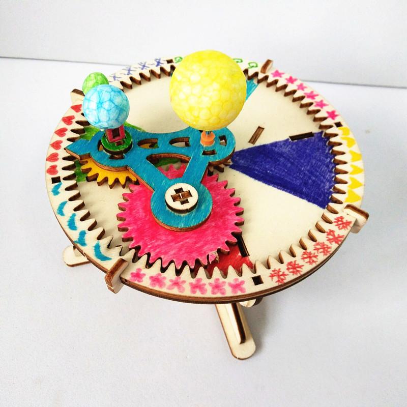Solar System Astronomy Sun Earth Moon Planet Model DIY Wooden Puzzle Mechanical Kit Science Stem Educational Toys for Children