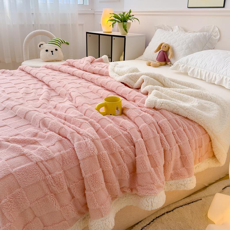 2025 Ultra Soft Double-Sided Taffeta Lambswool Milk Velvet Throw Blanket
