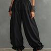Women's Smocked Waist Harem Pants Loose Balloon Trousers Ruffle Ankle Casual Summer Pants