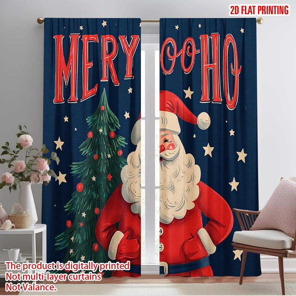 

2pcs,2D plane printing Curtain Popular Santa Claus & Snowy Village Polyester (without rod) All Seasons Perfect for Various 52.50×116.00 CM 2pcs