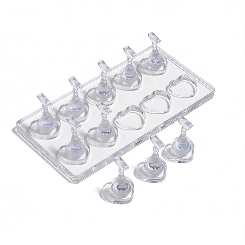 5/10 Grid Non-Magnetic Nail Stand Nail Sample Display Stand Nail Training Stand With Tray For Nail Polish Tips Nail Painting