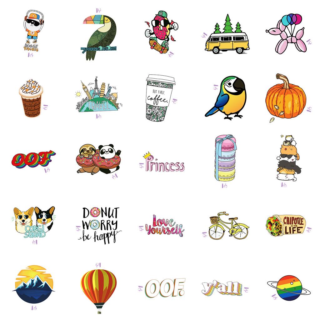 50 Small Ears, Easy To Tear, Upgraded Ins, Small Wind, Fresh Graffiti Mix And Match Stickers