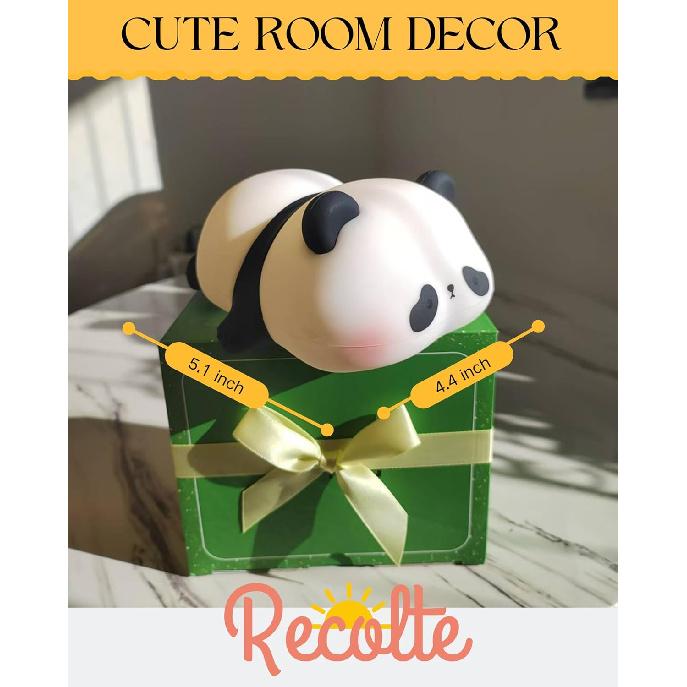 Recolte Panda Night Light for Kids - 3-Level Dimmable, Rechargeable LED Silicone Lamp | Squishy Nursery Light with Timer | Safe Night Light for Baby