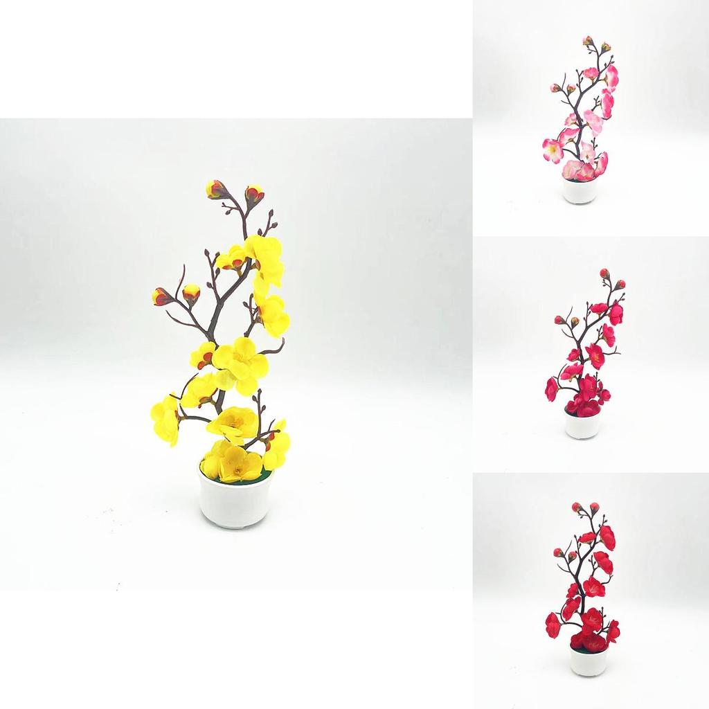Faux Plum Blossom Miniature Bonsai Pot For Indoor Photography And Home Decoration