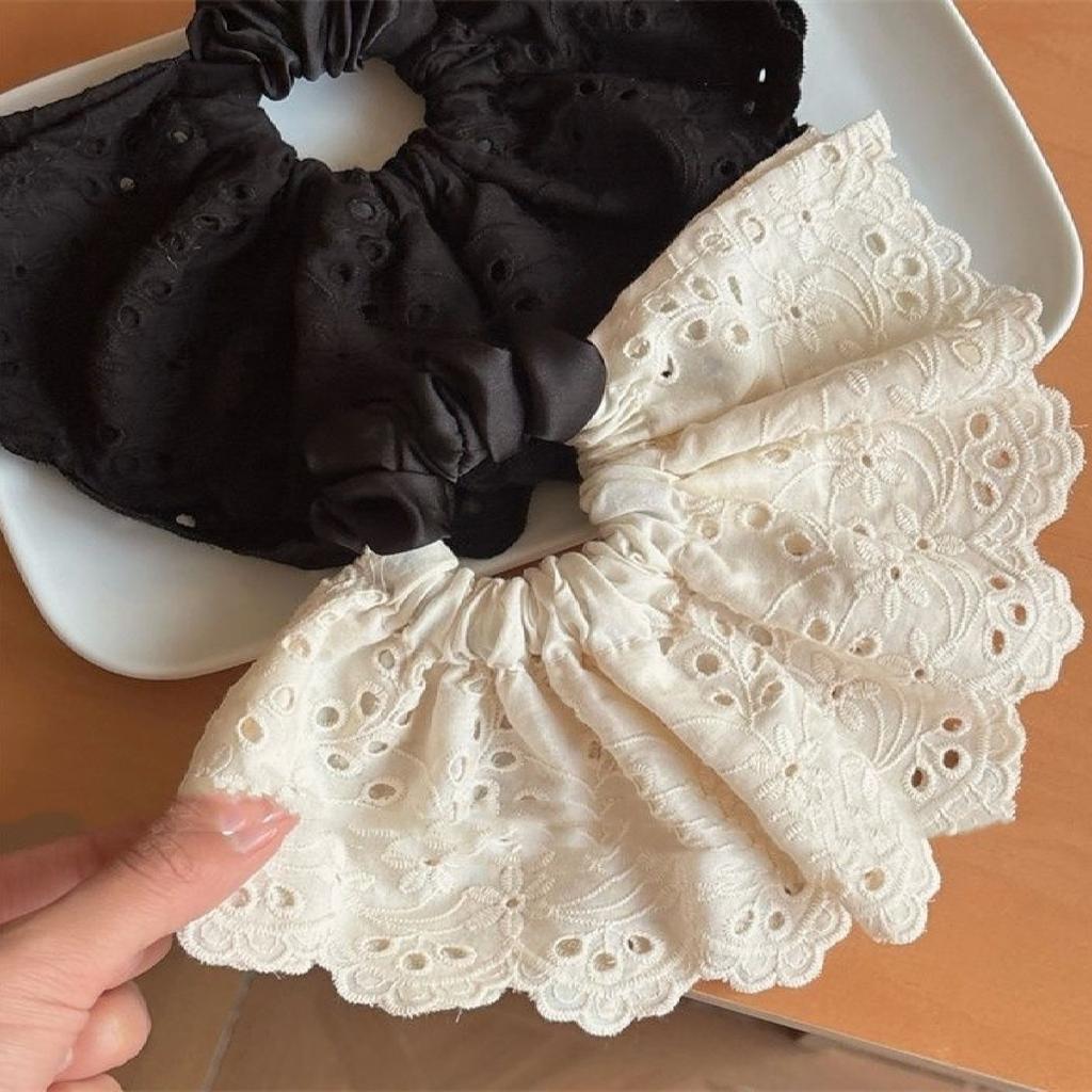 1 Stück Schlichte Hohle Stickerei Kleiner Darmkreis Mode Mädchen Krawatte Pferdeschwanz Temperament Kopfseil Yankee Hundert Paar Marmor