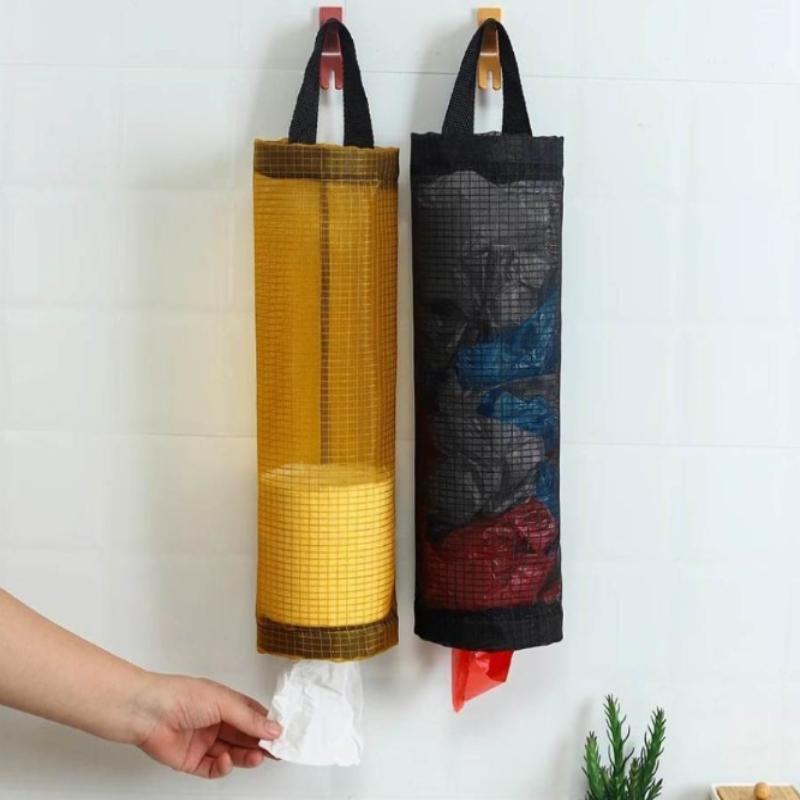Wandmontierter Beutelspender-Küchenorganisator Hält Müllbeutel Nylon-Aufbewahrungsbeutel mit Metallösen für Vorratskammer