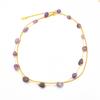 Purple Natural Stone Bilayer Necklaces, Stainless Steel Short Necklace Women, Luxury Jewelry Accessories Chain