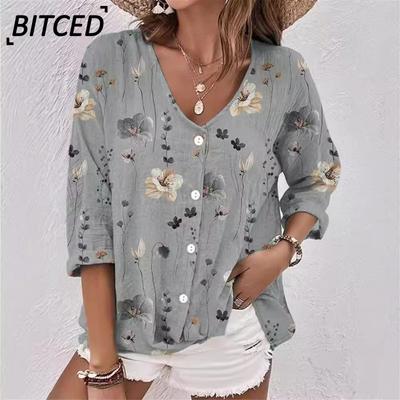 Women's Fashion Casual Short Sleeve V Neck Blouses & Shirts