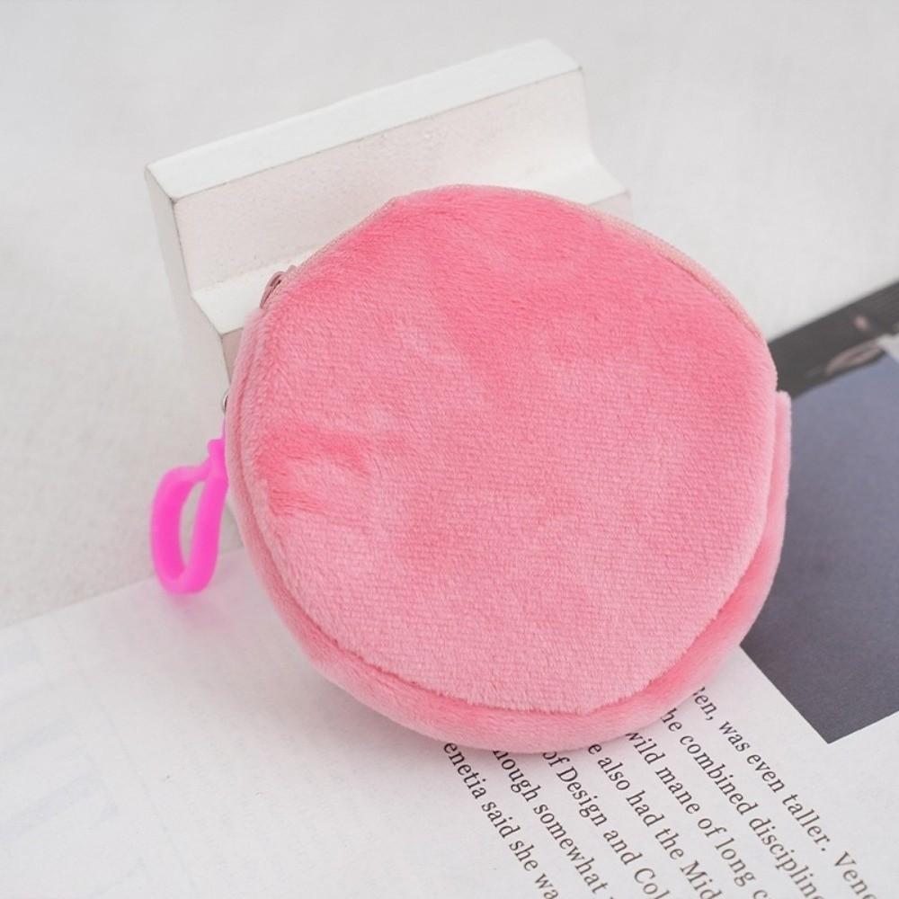 Solid Color ID Card Bag Round Shape Keychain Wallet Soft Coin Purse  Travel