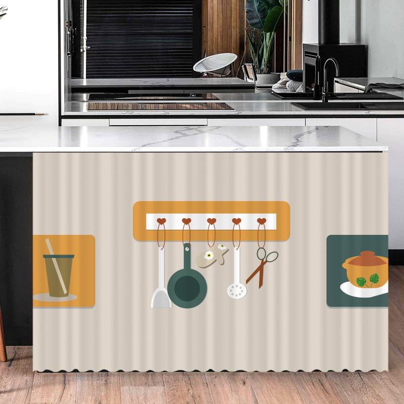 

Animation Kitchen Dustproof Half-Curtain Self-Adhesive Cupboard Curtain Kitchen Cabinet Coverings Cloth Decorative Short Curtains 50X70CM