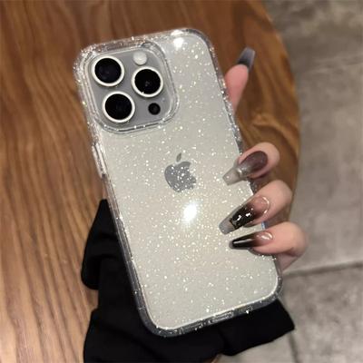 Luxury Soft Glitter Bling Clear Phone Case For iPhone 16 Pro Max 15 14 13 12 11 X XR XS 7 8 Plus Shockproof Transparent Cover