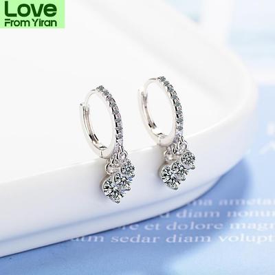 925 Sterling Silver New Fashion Zircon Drip -Shaped Hoop Earrings Accessories Wholesale Round Earring Dropshipping S -E861