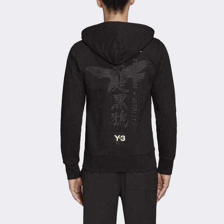 Y-3 Back Width Mixed Letter Crow Pattern Sweatshirt Men Sweatshirt Black GD5030