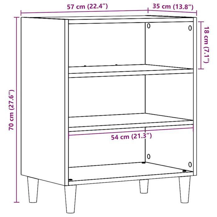 VidaXL Buffet Artisanal Oak 57x35x75 Cm Engineered Wood, Storage Cabinet, Entryway Furniture, Accent Furniture, Furniture 856469