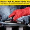 2Pcs Long Silicone Kitchen Gloves BBQ Grill Gloves Heat Resistant Microwave Oven Mitts With Cotton Lining Baking Cooking Gloves