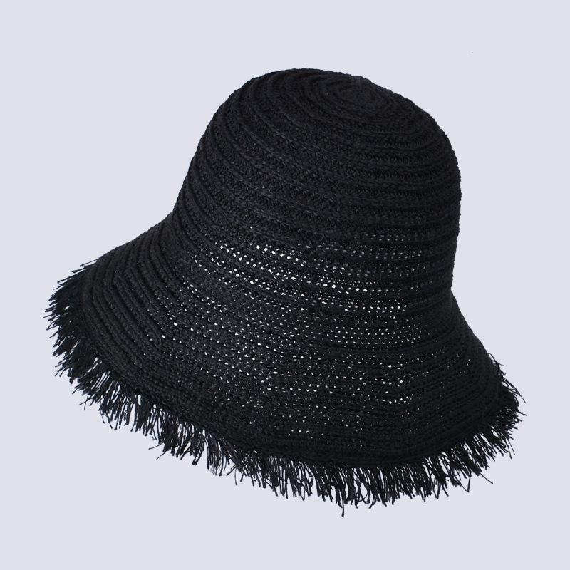 Summer sun hat children versatile fashion fringed big brim straw hat outdoor travel beach seaside sun hat