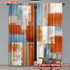2D Flat Printing 2pcs Happy Valentine's Day Curtains Orange Gray Mosaic Texture Digital Printed Polyester Drapes Festive Holiday