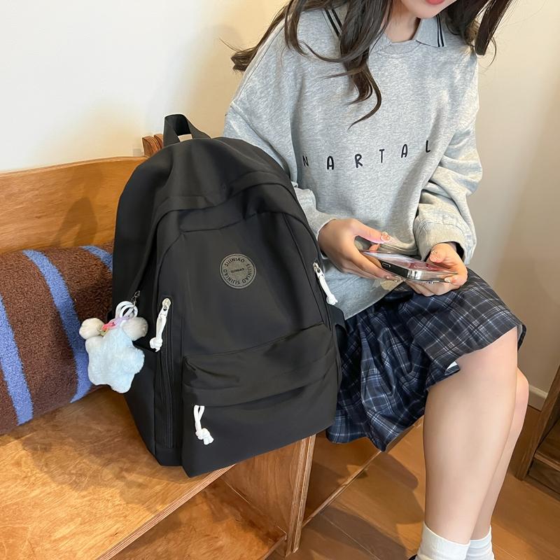 Solid Color Student Schoolbag Women's Lightweight Backpack