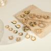 Light Luxury Retro Titanium Gold U-Shaped Rhinestone Geometric Earrings for Women
