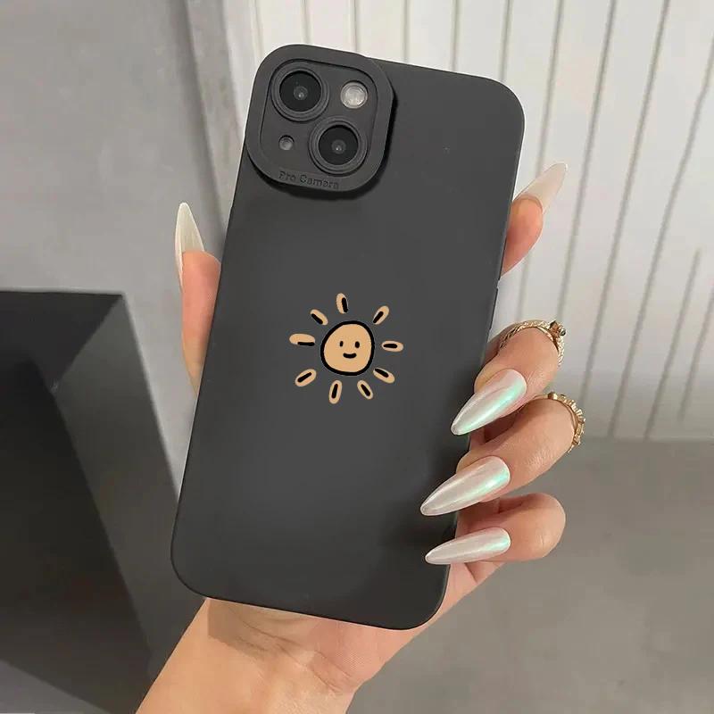 Cartoon Minimalist Sun Moon Silicone Case For Samsung Galaxy A14 A34 A54 A13 A23 A33 A52 A72 S23 Ultra S22 Plus S21 S20 FE Cover