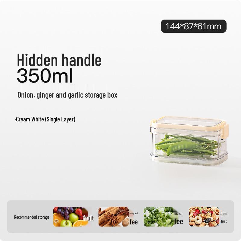 

Buckle Handheld Fresh-keeping Box: Stackable, Sealed Food Storage for Scallions, Ginger, Garlic, Cilantro Milky White