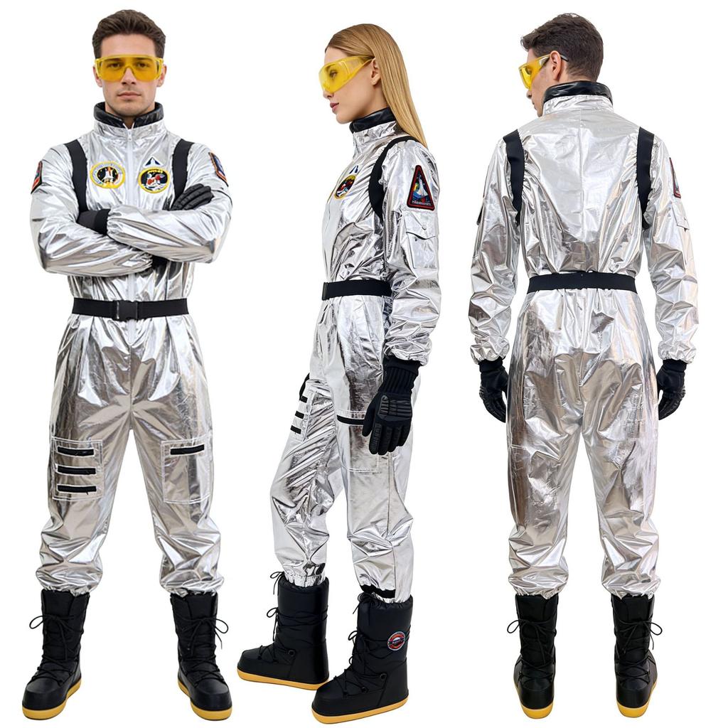 Silver astronaut costume cosplay adult men's and women's space suits, Halloween party stage costumes