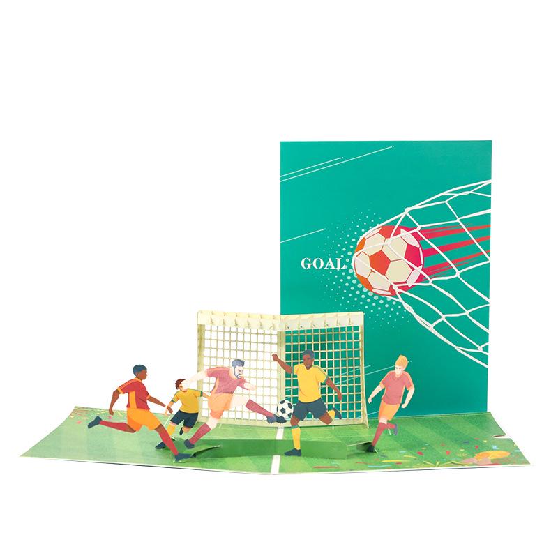 European Football 3D Pop-Up Birthday Card - Creative Paper Carving Greeting Gift