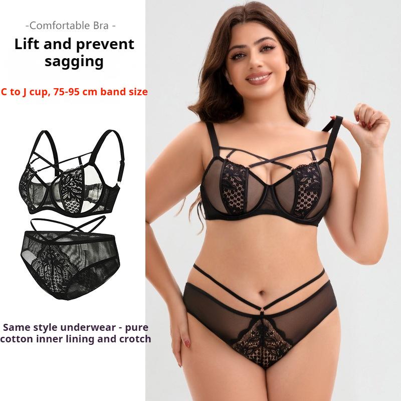 Large Size Thin Underwear Sexy Breast Enhancement with Rabbit Ear Cup Underwear Set Comfortable Skin-friendly Underwear