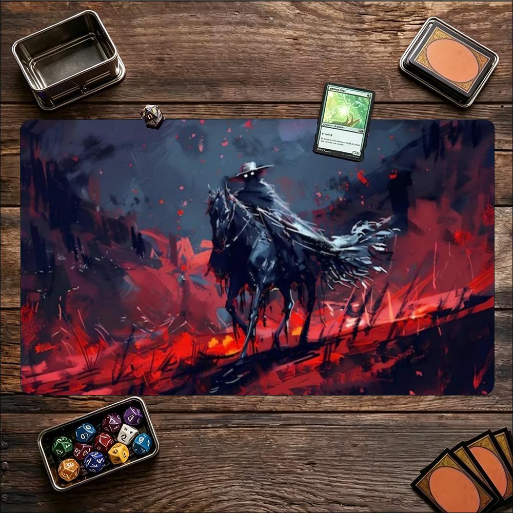 Dark Red Skeleton Horseman Fantasy Large Mouse Pad Non Slip Rubber Desk Mat For Gaming Keyboard Mouse Office Desktop Setup