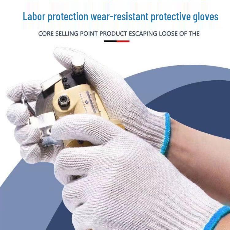 5-Off New Arrival: Thick, Durable Cotton Yarn & Nylon Work Gloves - Non-Slip, Dirt-Resistant