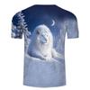 3D Snow Lion Printed T-Shirt for Men Cool White Animal King Moonlit Graphic Short Sleeve Tees Trendy Casual Round Neck Harajuku Style Streetwear Tops