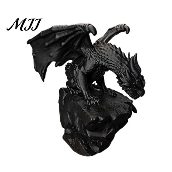 Handmade Look PLA Craft 3D Printed Rock Dragon Statue, Fantasy Figurine, Gothic Desktop Office Decoration for Style Bookshelf Decor, Collectible