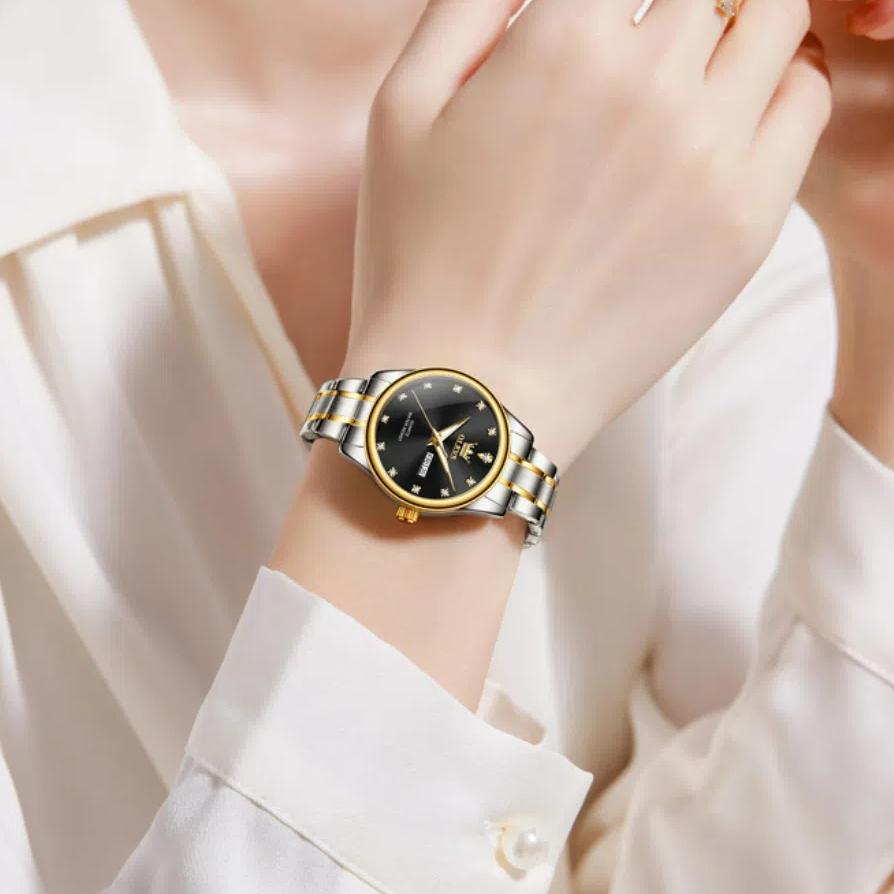 OLEVS Womens Wrist Watch Business Fashion Watches Stainless Stee Watch Bands Quartz Watch For Woman Waterproof Week Date Wristwatch