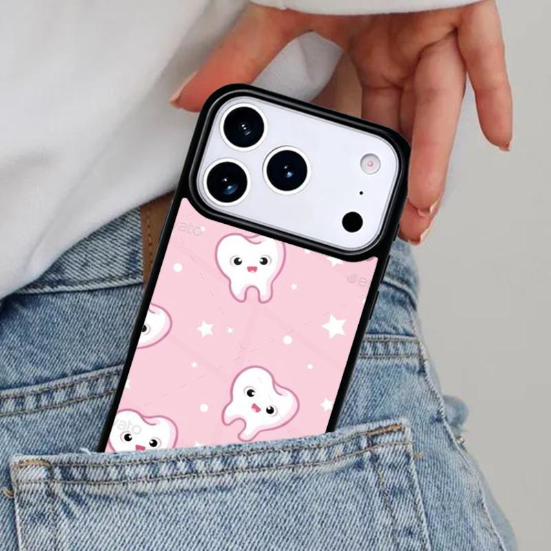 Dentist Tooth Pattern Print Phone Case for iPhone 16e 15 14 13 12 17 Pro Max Plus Air 17pro Cover Coque
