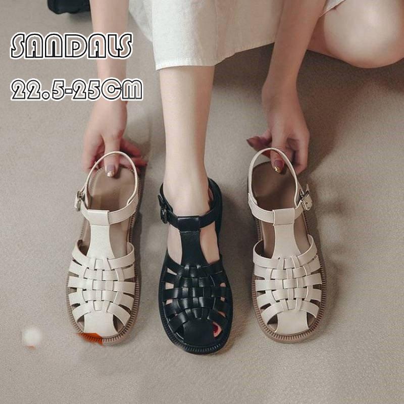 Sandals, Strap Sandals, Gurkha Sandals, Women s, Braided, Low Heel, Flat, Comfortable, Easy to Walk, Lightweight, Cross, Stylish, Large, Summer