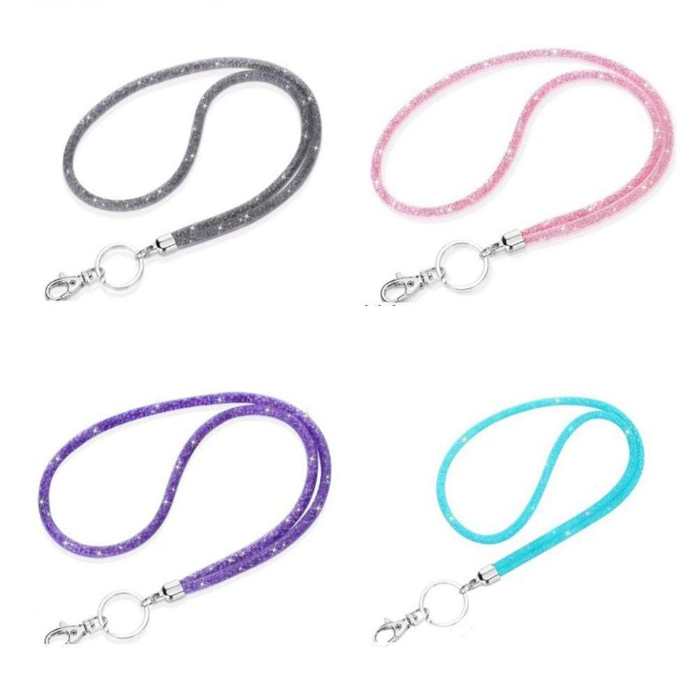 Rhinestone Decorated ID Holder with Lanyard Bling Retractable Badge Holder for Students