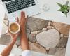 Anti-slip Protective Desk Mat with Mosaic Stone Pattern 90x45 cm