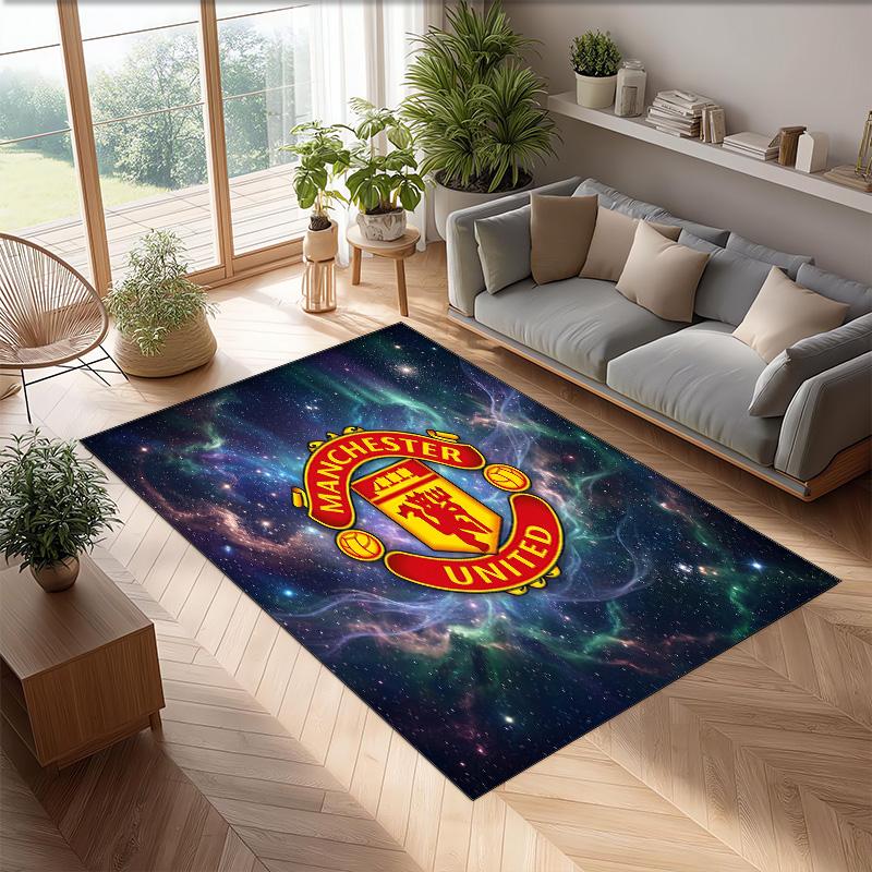 Tappeto in Flanella Stampato Manchester United Antiscivolo Morbido Poliestere Tappeto per Pavimento Tappetino Decorativo per Interni per Camera da Letto Soggiorno Divano