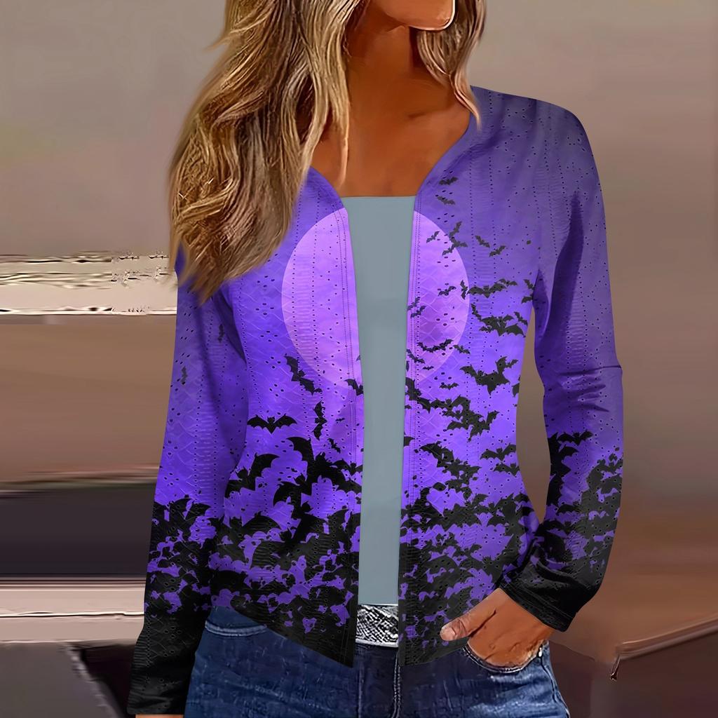 Women's Top Long Sleeve Halloween  Print Daily Weekend Fashion Thin Cardigan Blouse