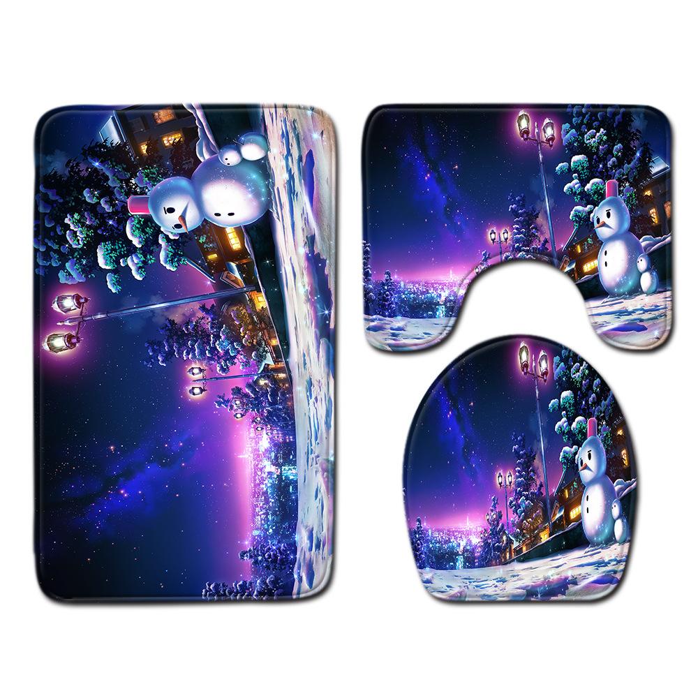 Weihnachts-Badezimmer-Bodenmatte Toilette Dreiteiliges Set