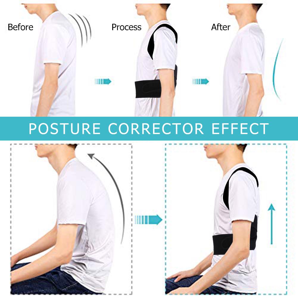 1Pcstraight Back Posture Corrector Shoulder Lumbar Brace Spine Support Belt Adjustable Corset Correction Body Improve With Plate